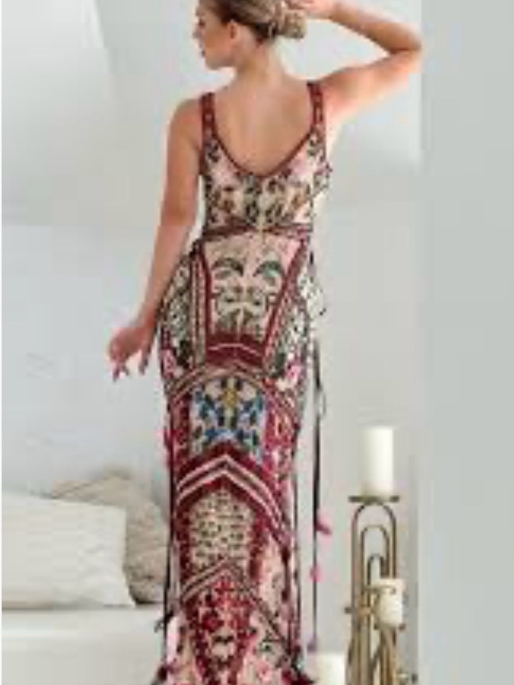 Cengiz Sarikcioglu Sleeveless Maxi Dress in Red and Pink